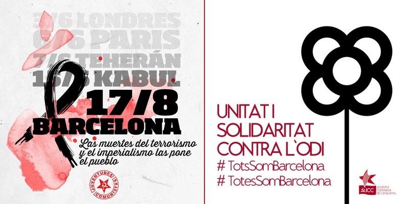Communiqués de l’Union des Jeunesses Communistes d’Espagne (UJCE) et de la Jeunesse Communiste de Catalogne (JCC) sur l’attentat terroriste de Barcelone